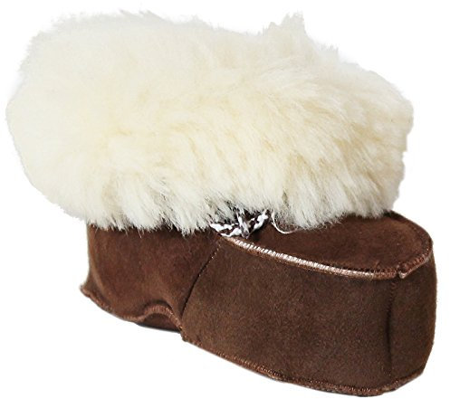 BRUBAKER Babyschuhe Krabbelschuhe - Flauschige Lammfellstiefel - Schnürung - Dunkelbraun 22 EU