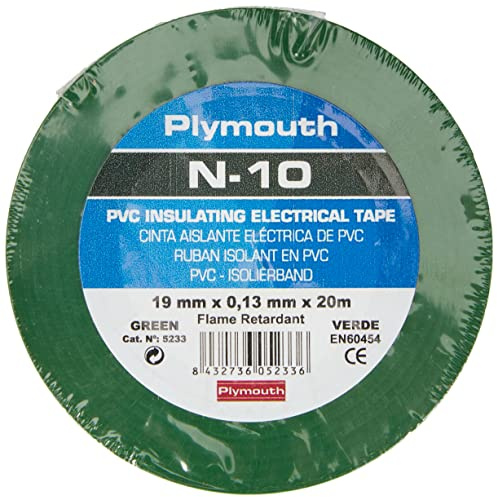Plymouth N-10 - Cinta electrico/a pvc 20mx19x0,13mm verde