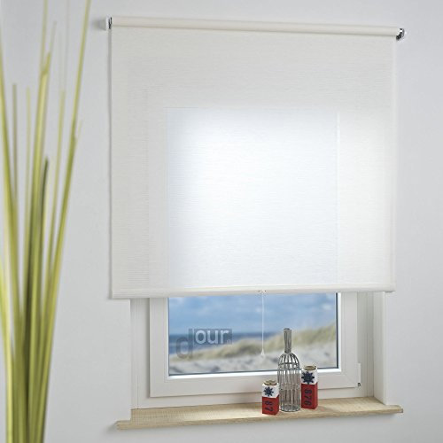 ourdeco® Rollo, Spring-, Schnapprollo/Stoffbreite: 58 x Auszugslänge: 180 cm Struktur Natur weiß/Dekor, Tageslicht, lichtdurchlässig