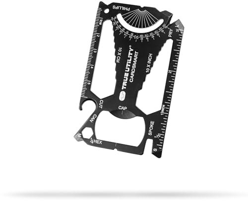 True Utility Cardsmart - 30 in 1 Multi Tool - Edelstahl Multifunktionswerkzeug mit Schraubenschlüssel, Schraubendreher, Dosenöffner, Flaschenöffner & Stemmeisen - Kompaktes Multitool - Camping Gadget