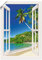 ARTLAND Wanddeko Poster & Kunstdrucke Wandposter 70x100 cm Fensterblick Karibik Südsee Strand Meer Insel Palmen Meerblick S9IC