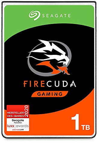 Seagate FireCuda, 1 To, Disque hybride hautes performances SSHD, 2,5 SATA 6 Gbit/s, 8 Go de mémoire cache, pour PC portable de jeu, services Rescue valables 3 ans, Ouverture Facile (ST1000LXZ15)