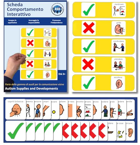 Tabella Interattiva del Comportamento ABA per Bambini Autistici (Italiano) | 17 pittogrammi, 5 regole, token economy ABA, ADHD, bambini, scuola/casa, autonomia, PCS Boardmaker, compatibile con PECS