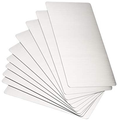 sourcing map Blank Metal Card 100x50x0.4mm Brushed 201 Stainless Steel Plate for DIY Laser Printing Engraving Silver Tone 20 Pcs