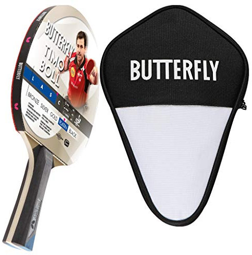 Butterfly Timo Boll Platin Tischtennisschläger + Tischtennishülle | Tischtennisschlägerset | Tischtennis Set für Profispieler mit anatomischen Griff