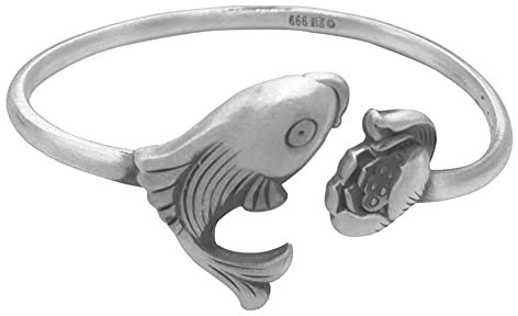 Helen de Lete 925 Sterling Silber Vintage Fisch Liebe Lotus Verstellbarer Ring/Armband (Bracelet)