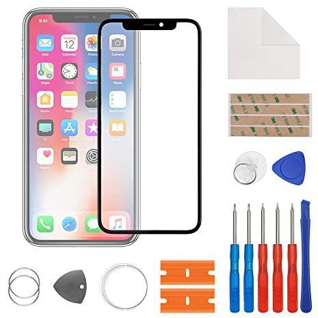 SwarKing Display Glass Frontglas Außenglas Outer Screen Lens Ersatz Kompatibel mit iPhone XS mit Reparatur Set