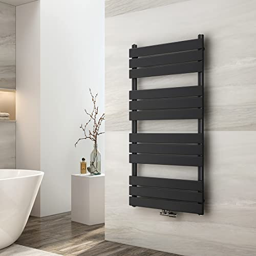 EMKE Badheizkörper 1200x600 mm, Handtuchheizkörper Mittelanschluss Badheizkörper Handtuchhalter Handtuchwärmer Handtuchtrockner Heizkörper Bad Flach Handtuchheizung Anthrazit 667W