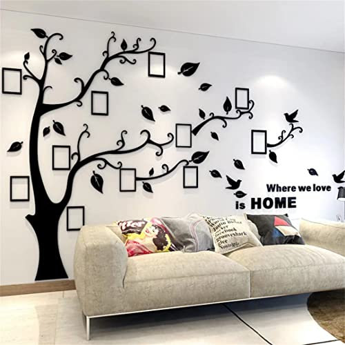 3D Albero Adesivi Fai da te Albero Adesivo da Parete Cornici per Foto Sticker Decorazioni Albero Della Vita da Parete per Soggiorno Camera da Letto Adesivo Muro(Destra Nero,S: 100 * 138CM)