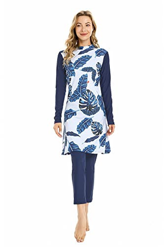 TaissBocco Muslimischer Badeanzug für Frauen Islamische Bademode 3PCS Burkini Full Coverage Badeanzug Plus Size Modest Bademode (XXL, T1)