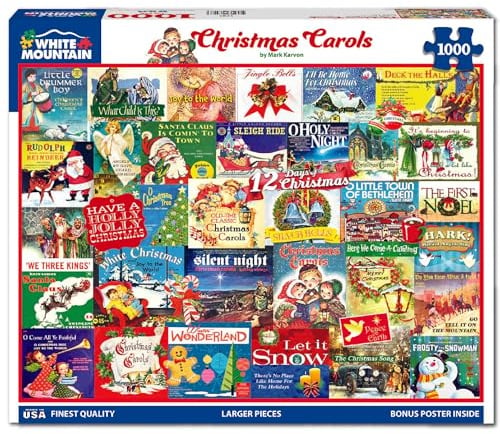White Mountain Weihnachtslieder Weihnachtspuzzles 1000 Teile Collage Winter Jigsaw Puzzle für Erwachsene und Familie
