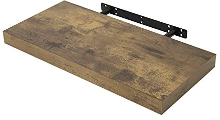 WOLTU Schweberegal Wandregal freischwebend Regal Wandboard Bücherregal Holz Board für Bücher, Bilder, Deko 40x23x3.8cm Vintagebraun RG9372hov