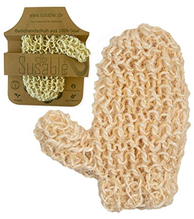Susable Badehandschuh, Massagehandschuh, Peeling Handschuh, 100% Sisal, Sanftes Peeling mit Massageeffekt