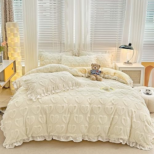 MAHPKYZ Bettlaken 180x200 Baumwolle-Flanell BettwäSche 135x200-Winter 4pc Cartoon Priting Coral Fleece Bettbezug King Size Doppelseitig Verdickter Samt Bettbezug Home Decor-Geschenkset