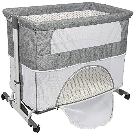 Lit Jumeaux Bebe,Twin Nursery Center, Accessoire De Berceau Jumeau pour Parc, Lit De Bébé Dormeur avec Parents, Hauteur Réglable, Roue Universelle Muette, Berceaux