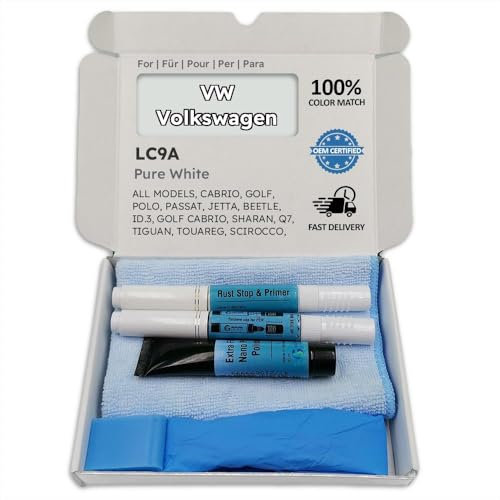 Genuine Colors Lackstift PURE WHITE LC9A für VW Volkswagen Weiß CABRIO GOLF POLO PASSAT JETTA BEETLE ID.3 SHARAN Q7 TIGUAN TOUAREG SCIROCCO PHAETON FOX TOURAN GTI ID.4 E-GOLF R EOS VENTO CC UP ATLAS V