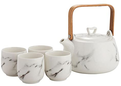 Théière Porcelaine,Théière Marocaine Théière, théière en porcelaine avec infuseur en acier inoxydable, théière en fleurs et feuilles mobiles théière en vrac avec infuseur dans une boîte cadeau en porc