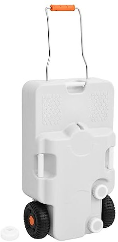 vidaXL Réservoir d'eau à roulettes pour Camping, Bidon d'eau Portable avec Poignée, Récipient à Eau de Voyage, Stockage d'eau Toilette de Camping-Car, 30 L Gris PEHD