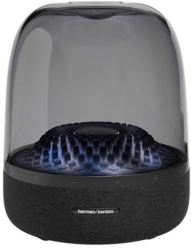 Harman Kardon Aura Bluetooth Box in Schwarz – Tragbarer Bluetooth Lautsprecher mit 360-Grad-Klang