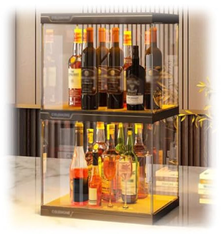 GRRICEPL Water Bottle Organizer, Acrylic Wine Rack/Drink Bottle Holder Household Dust-proof Rack, Stackable Bottle Storage Rack, for Clothing, Bags, Books (Color : Clear, Size : 40x32x64cm)