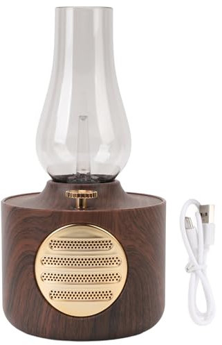 Vintage-Bluetooth-Lautsprecher, Retro-Kerosin-Form, Nachttischlampe mit Lautsprecher, Desktop-Nachtschlaflautsprecher, für Schlafzimmer, Outdoor-Camping (Farbe der Holzmaserung)