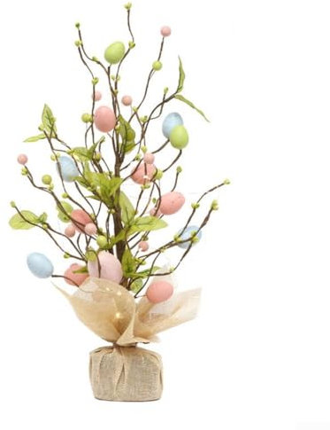 SPORTARC Ostereierbaum, LED Leuchtender Dekorativer Baum, Ostern Deko Lichterbaum, Osterei Innen Tischdeko Baum für Wohnzimmer Schlafzimmer (ca. 45 cm)