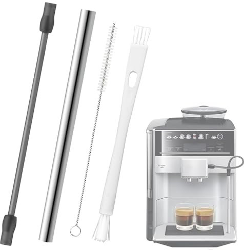 Rierousy Milchschlauch Edelstahles, Kaffeevollautomat Milchschlauch und Reinigungsbürste(4er-Set) Kompatibel mit Siemens EQ6 Bosch Veroaroma Kaffeevollautomaten