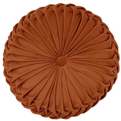 IlGruppone Cuscino Rotondo Zucca Effetto Velluto Circolari Per Divano Decorativo Letto 35 Cm - Ruggine