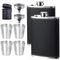 DALAETUS 2 Pcs 8oz Hip Flask Set with 2 Funnel & 4 Wine Glass & 1 Zipped Holster, Stainless Steel Alcohol Flask, Portable Whisky Flask for Hiking Party Camping Outdoor Activities