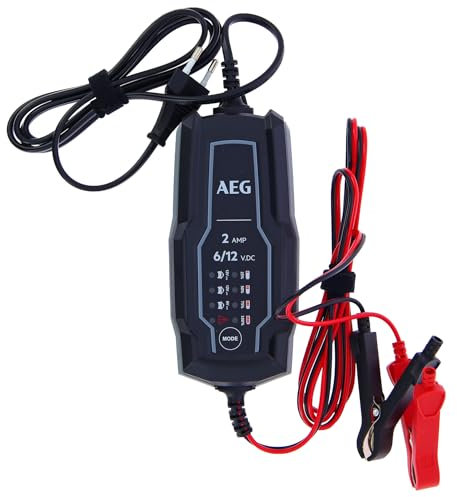 AEG 005186 Chargeur de Batterie Voiture Moto 6V 12V, 2A, 4 à 60Ah, Compatible Multi-batteries