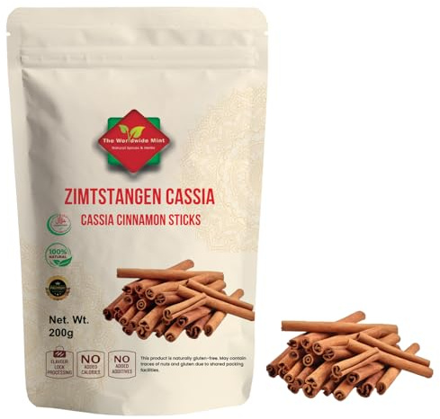 Bâtons de Cannelle Cassia 200g – Cannelle Baton Naturelle du Vietnam – Épices Aromatiques pour Thé, Cuisine, Pâtisserie, Vin Chaud – Baton de Cannelle Entier Sans Additifs Non OGM