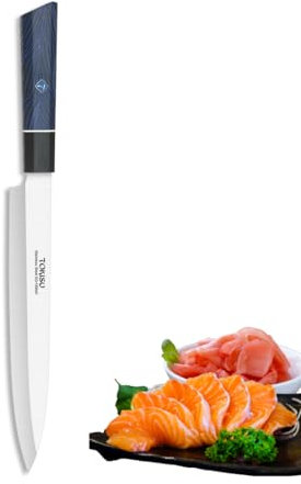 Recamania Cuchillo Cocina Profesional TOKYSU - Cuchillos Cocina Japones YANAGIBA de Acero Inoxidable de 67 capas 23 cm- Mango G10 DAMASCO