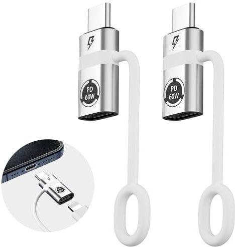USB C auf Lig-htn-ing Adapter,PD60W Schnellladung und Daten USB C Stecker auf i-O-S weibliche Adapter, kompatibel mit Phone 16/15/ Plus/Pro,unterstützt keine Kopfhörer und OTG Funktionen, silber Farbe