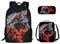 Kuiaobaty Schulrucksack für Kinder, 3 Stück, für Mädchen und Jungen, Dinosaurier, Fußball, Wolf, Pferd, Schultertaschen, Teenager, Studenten, Lunch-Tasche, Federmäppchen, Neuartige Katze
