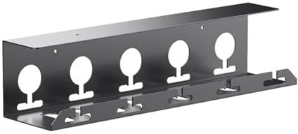 Evenden Metal Cable Tray Under Desk with Clamp, Power Strip, Cable Holder, Stand, 1 Piece, Black