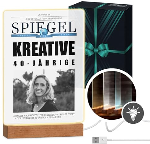Maverton beleuchteter LED-Rahmen - personalisiertes Acryl Glasbild mit Foto - Fotorahmen mit LED-Beleuchtung - LED Acrylglas Fotogeschenk für Frau Mann Paar - Größe: L/XL - Spigel