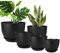 Zinaroty Confezione da 5 vasi in plastica, 19/16,5/14/12,7/11,5 cm, moderni vasi da fiori con fori di drenaggio e sottovaso per piante interne ed esterne (nero)