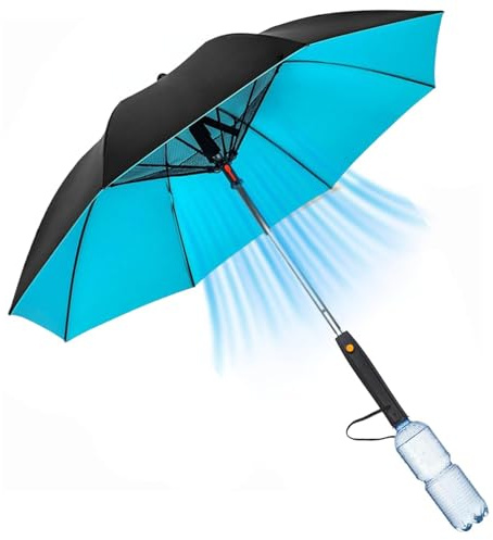 Goowafur Parapluie 3 En 1 Avec Ventilateur, Parapluie Avec Ventilateur Et Brumisateur, parasol rechargeable par USB, pour la pêche, le golf, la terrasse, le sable et les voyages