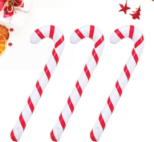 HOWAF 3 Stück 90 cm Rot Weiß Zuckerstangen Aufblasbare Weihnachtsdeko, Groß Zuckerstangen Deko Weihnachten Drinnen Outdoor Haustür Aufblasbare Zuckerstangen Christbaumschmuck Weihnachtsbaum Deko