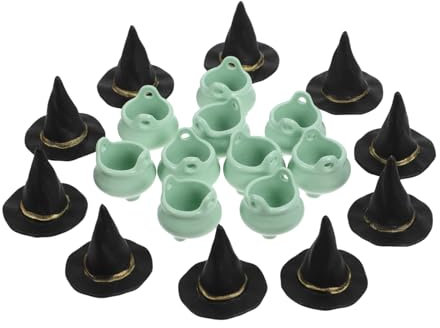 PRETYZOOM 20 Stück Halloween Mini Hexenhut Kessel Miniatur Wichtel ZubehöR Halloween Puppenhaus Dekoration