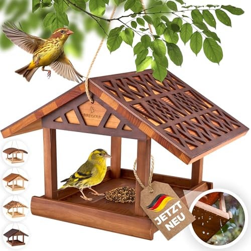 BIRDSOUL Vogelhaus zum Aufhängen [Wasserabweisend] Vogelfutterhaus Wetterfest | Vogelhaus Balkon hängend | Futterhaus für Vögel XXL | 2 Farben + 3 Designs