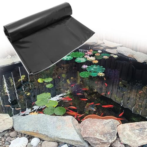 HDPE Teichfolie Schwarz, große Dichtungsfolie für Fischteich Gartenteich Teichplane 4x6m 3x2m 1x5m Teichmembran wasserdicht Schwimmteich Folie für Brunnen, Wassergarten und Wasserfall(1x10m/3.3ft x 33