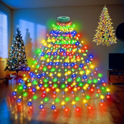 Etopgo Christmas Tree Lights, 2m 16 Strands 400LED String Lights With Memory Timer for Indoor Outdoor Decoration - Waterproof Fairy Lights 8 Modes