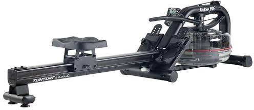 Tunturi Fitrow 90I Rudertrainer - Rudergerät mit 4 Widerstandsstufen - Herzfrequenzmesser - Wasserwiderstand - Rudergerät für Zuhause