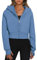 Timuspo Felpa da donna cropped con cappuccio, con cappuccio e cerniera, fodera interna in pile, con cerniera, per autunno e inverno, Blu, L