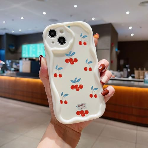Cherry Wave Silicone Soft Case Compatible with iPhone 7/8/SE 2020/SE 2022 White Cover