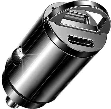 Car Charger USB C, 30W PD & 30W QC Fast Dual Port Adapter, Metal Cigarette Lighter USB Charger Compatible with Type C Devices and More