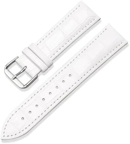 EcLusE Uhrenarmband aus echtem Leder mit Krokodilmuster, universelles Ersatzarmband für Herren,Weiß,23mm