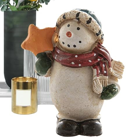 Weihnachts-Schneemannfiguren, Schneemannstatue für den Innenbereich, aus bemaltem Kunstharz, Weihnachtsfigur | Weihnachtsminiaturen, Schneemannfiguren zum Sammeln, de