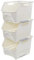 Obstnny 3-Pack Plastic Stacking Storage Basket, Stackable Kitchen Baskets, White